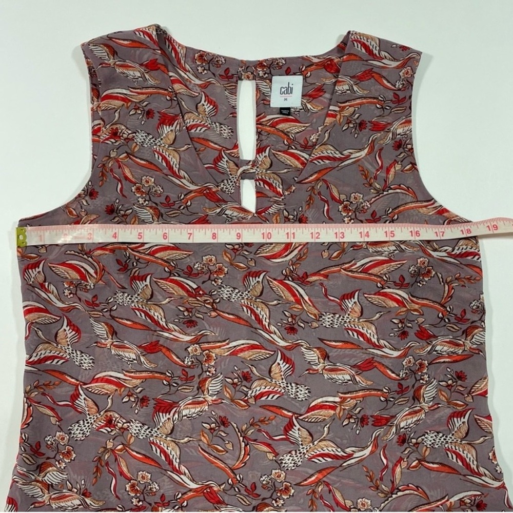 CAbi 3611 Good Luck Blouse Sleeveless Size Medium Crane Ribbon - Picture 7 of 7